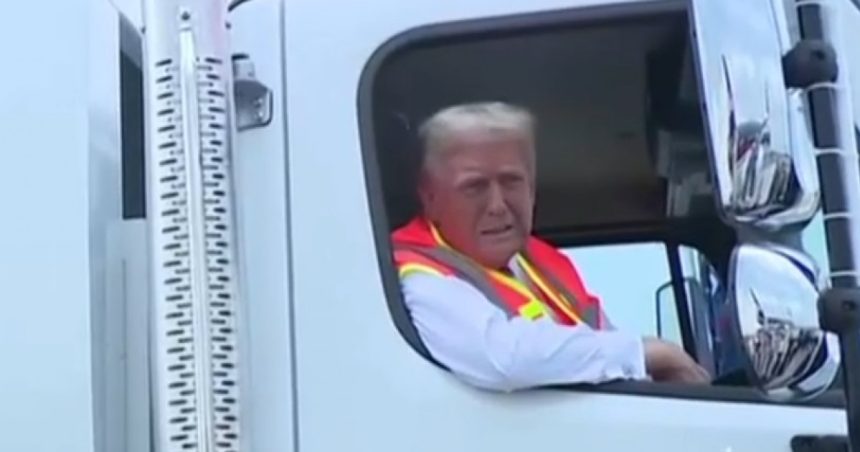 video trump cu masina de gunoi la un miting electoral dupa gafa presedintelui sua in onoarea kamalei si a lui biden 67235326481f3
