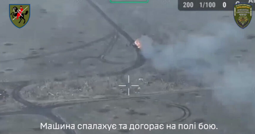 momentul in care dronele ucrainene ataca si distrug un convoi de vehicule blindate rusesti pe frontul de la vremivka 676af52c6696d