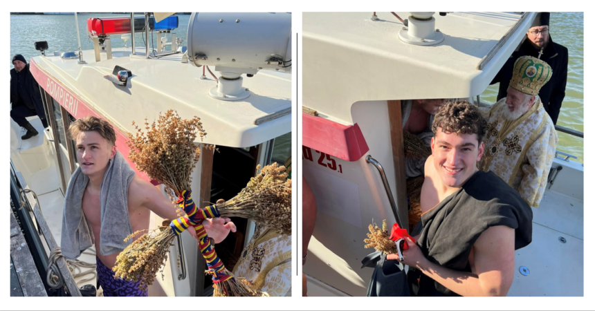 doi tineri sportivi din tulcea au adus crucea de boboteaza la mal inainte de participarea la campionatul mondial de inot in ape inghetate 677bf9be7b8c4