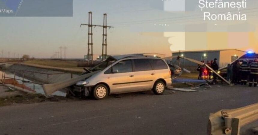 foto accident spectaculos in judetul arges cum a scapat cu viata un sofer beat dupa ce masina sa a fost strapunsa de un parapet metalic 6775990175e55