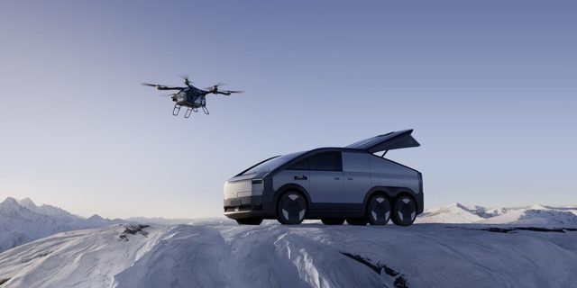 video chinezii lanseaza vehiculul viitorului masina cu 6 roti care include un vehicul aerian electric 67878d572f331