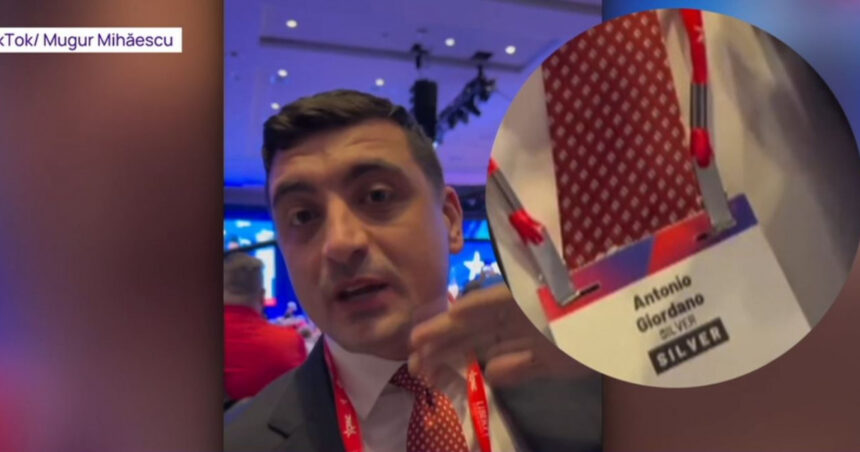 video george simion polemica in online dupa ce a fost surprins la conventia conservatorilor din sua cu ecusonul altcuiva 67bb5477785b2