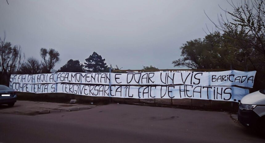 ce mesaj a fost afisat pe bannerul pus pe gardul fostului stadion de pe strada primaverii suporterii sunt suparati ca lucrarile nu au inceput 67e6483357bdb