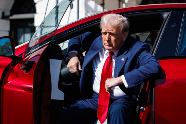 galerie foto donald trump si a cumparat o masina tesla intr un gest de sustinere pentru elon musk presedintele american nu va putea sa o conduca 67d1a6369f40b
