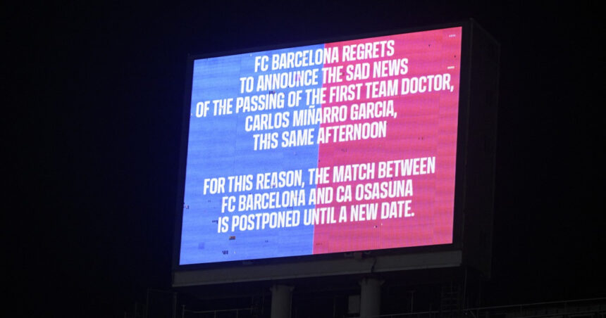 jucatorii de la fc barcelona au aflat de moartea medicului echipei cu doar cateva minute inainte de partida cu osasuna 67d06cd1b1456