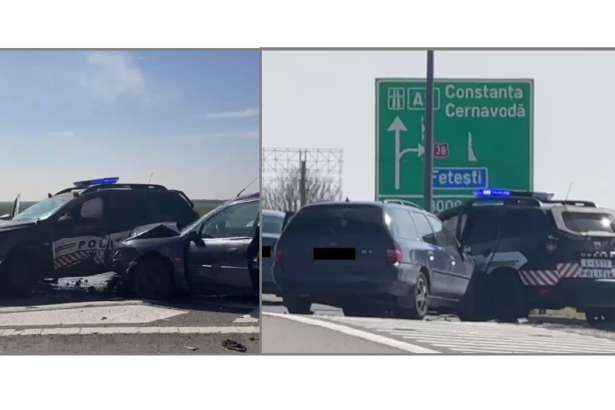 video accident pe a2 un autoturism a intrat intr o autospeciala a politiei militare care insotea un convoi cu echipamente 67cd7081041f3