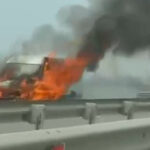 video o duba a luat foc pe autostrada bucuresti ploiesti circulatia rutiera este oprita pe sensul catre capitala 67e1474264cf1