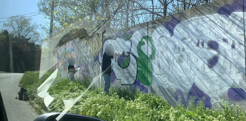 foto doi tineri care desenau pe un gard amendati de politia locala constanta iata valoarea sanctiunii 680f50e87e9d6