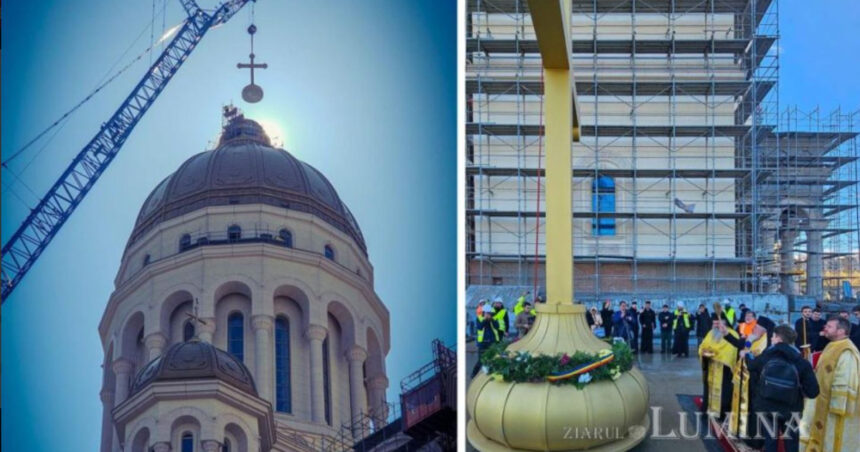 o cruce de 7 tone a fost montata pe turla mare a catedralei mantuirii neamului 67f4ee54542f0