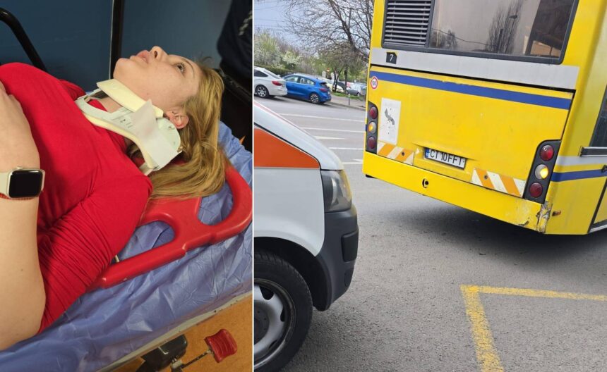 o tanara a fost prinsa intre usile unui autobuz ct bus de pe linia 48 apoi a cazut pe asfalt si a ajuns la spital din cauza neatentiei soferului 67fb6668115a8