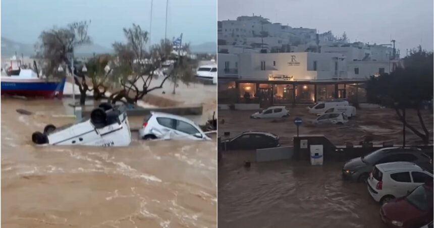 video inundatii de proportii pe insula paros din grecia pagube semnificative masini luate de ape case si magazine distruse 67eb85ce718bd