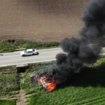 video o masina electrica a intrat intr un cap de pod si a luat foc pe dj208 pompierii din iasi au reusit sa stinga flacarile dupa 2 ore 680654950a273