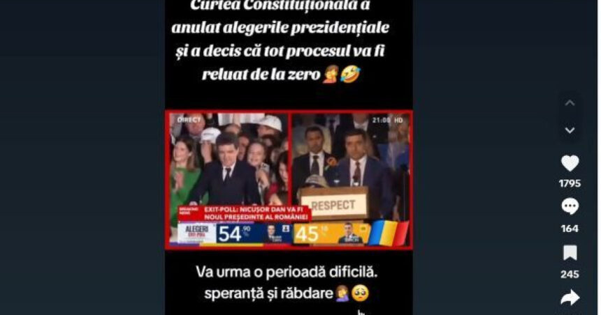 cna cere tiktok sa elimine un fake news care anunta ca alegerile au fost anulate de curtea constitutionala 682b65bdd6da0