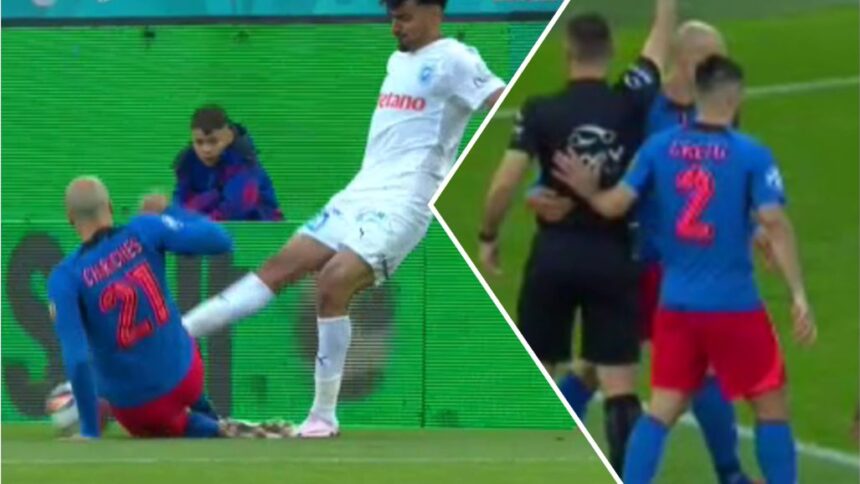 foto vlad chiriches intrare criminala in startul meciului cu craiova a vazut instant cartonasul galben 6828c529e096e