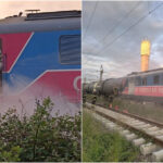 incendiu la locomotiva unui tren cu 36 de vagoane care transporta titei au intervenit pompierii din prahova 683a24a3d8ae8