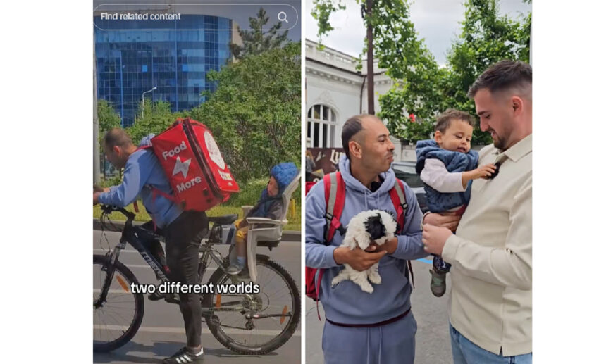 video aurel taticul livrator de mancare filmat cu baietelul pe bicicleta este din judetul tulcea povestea lui este impresionanta 681f06c45541c