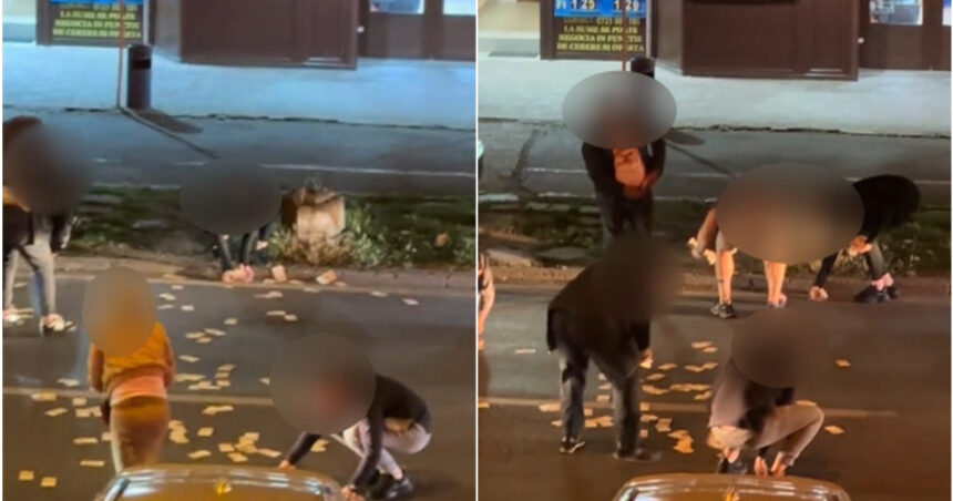 video incident neobisnuit in timisoara o femeie a aruncat 13 000 de euro in mijlocul strazii de ce a recurs la acest gest 6828e1aa27bd2