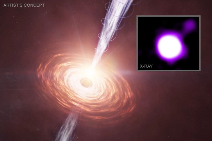 jetul monstruos al unei gauri negre din universul timpuriu este luminat de stralucirea big bangului 684fcaeaf1e26