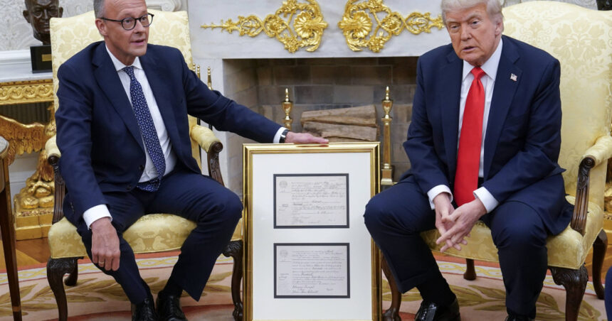 video friedrich merz i a facut cadou lui trump certificatul de nastere al bunicului sau friedrich trump un nume german serios 6841fcac69eaa