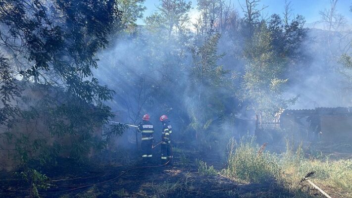foto incendiu in localitatea mahmudia extins de la vegetatie uscata la anexe gospodaresti 68a779fe03b2d