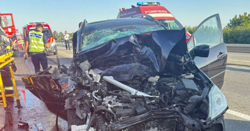 foto plan rosu de interventie dupa ce doua autoturisme s au ciocnit pe a1 patru adulti si un minor au fost transportati la spital 68b32bdad6048