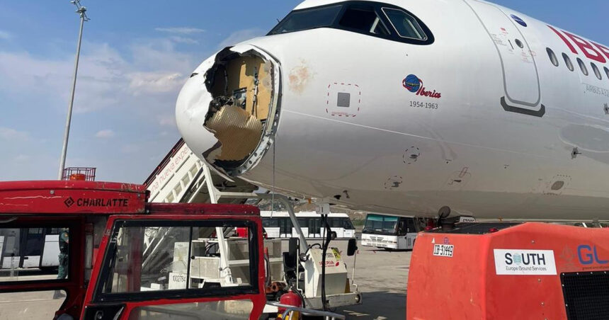 video un avion iberia spre paris s a intors de urgenta la madrid dupa ce a lovit un vultur in zbor 6891e65ba289c