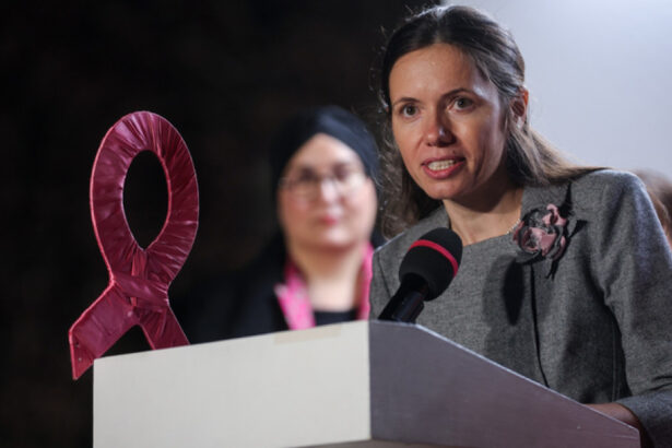 mirabela gradinaru partenera presedintelui a pornit iluminatul roz la palatul cotroceni de ziua luptei impotriva cancerului de san 68dd9097e0d8f