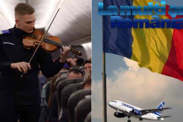video moment emotionant la 10 000 de metri un jandarm a cantat la vioara imnul romaniei in avion 692c569a56f1b