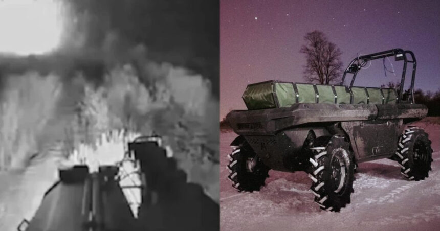 video o drona terestra ucraineana a supravietuit exploziei unei mine si atacurilor unui uav pentru a salva viata unui soldat ranit 690c372c8cdec