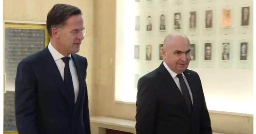 video secretarul general al nato a ajuns la guvern mark rutte a fost primit de premierul ilie bolojan 690b681c1893e