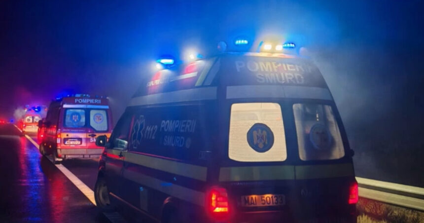 video accident pe a1 in judetul sibiu patru raniti printre care doi copii dupa ciocnirea a doua microbuze 694a432d91e5d