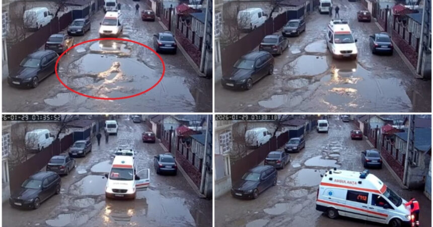 video sosele distruse localnici revoltati judetul in care o ambulanta in misiune s a rupt in gropile de pe drum a plecat stricata cu ea 6982efbe34806