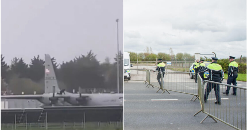 video incident de securitate pe un aeroport din irlanda un barbat a patruns pe pista si s a urcat pe un avion militar american 69dbae831fa28