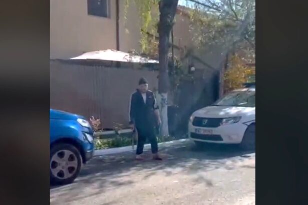 video un individ cu probleme psihice s a taiat cu maceta pe maini in plina strada 69edcf46ceee9