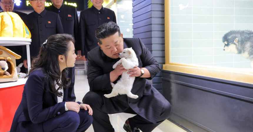 videofoto kim jong un a mers cu fiica sa intr o vizita la un magazin de animale de companie din phenian unde au mangaiat caini si pisici 69cf919161e48