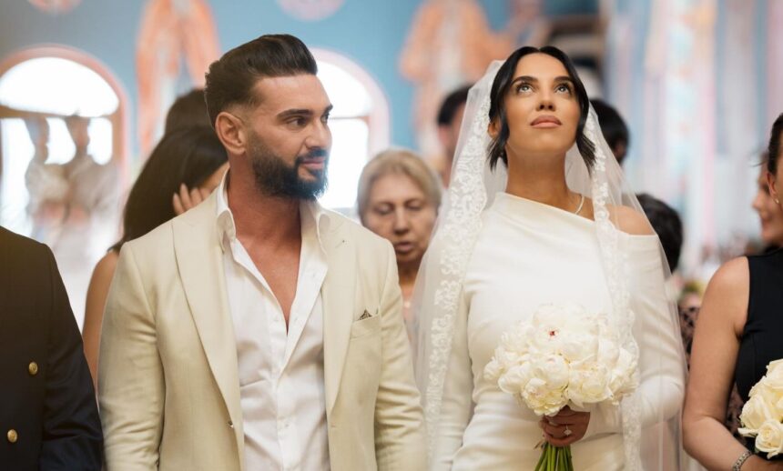 ce rochie de mireasa a purtat sotia lui dorian popa pentru cununia religioasa imagini emotionante cu cei doi in biserica 69f8373a2ac15