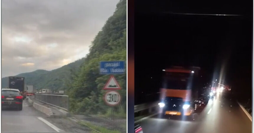 video ambuteiaje pe valea oltului o coloana de masini s a format in timpul noptii iar soferii au fost blocati cu orele 6a2faa61d24ae