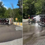 video pericol pe dn7 cisterna cu 31 de tone de benzina s a rasturnat in arges trafic blocat pe ambele sensuri soferul a ajuns la spital 6a3514db36d1a