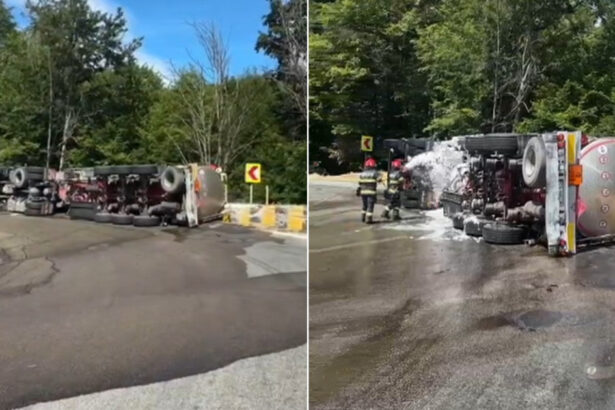 video pericol pe dn7 cisterna cu 31 de tone de benzina s a rasturnat in arges trafic blocat pe ambele sensuri soferul a ajuns la spital 6a3514db36d1a
