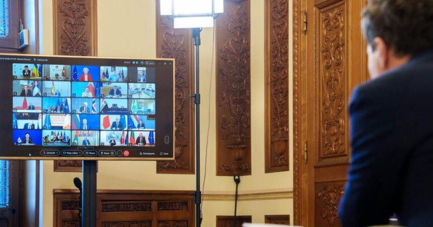 presedintele nicusor dan participa luni prin videoconferinta la reuniunea coalitiei de vointa pentru ucraina 6a8be3210c83a